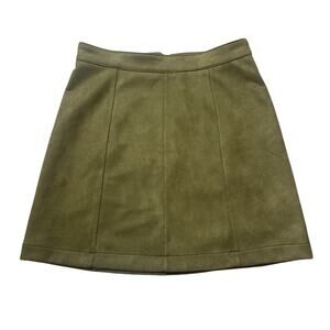 Anthropologie Maeve Green Faux Suede Skirt